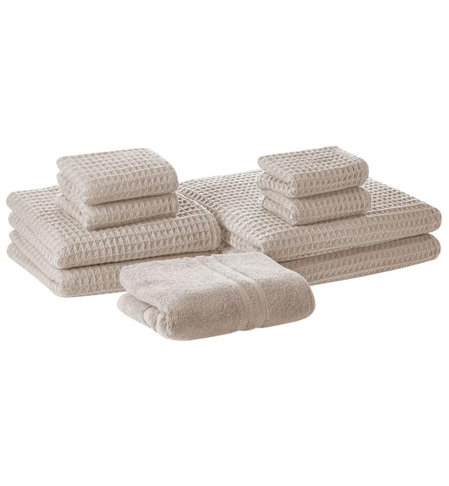 Lot de 9 serviettes AREORA Coton Beige