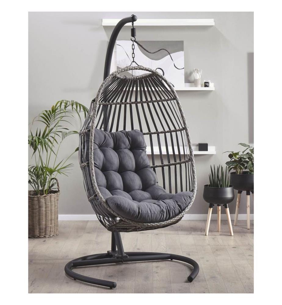 Hängesessel mit Gestell SESIA Polyrattan Dunkelgrau