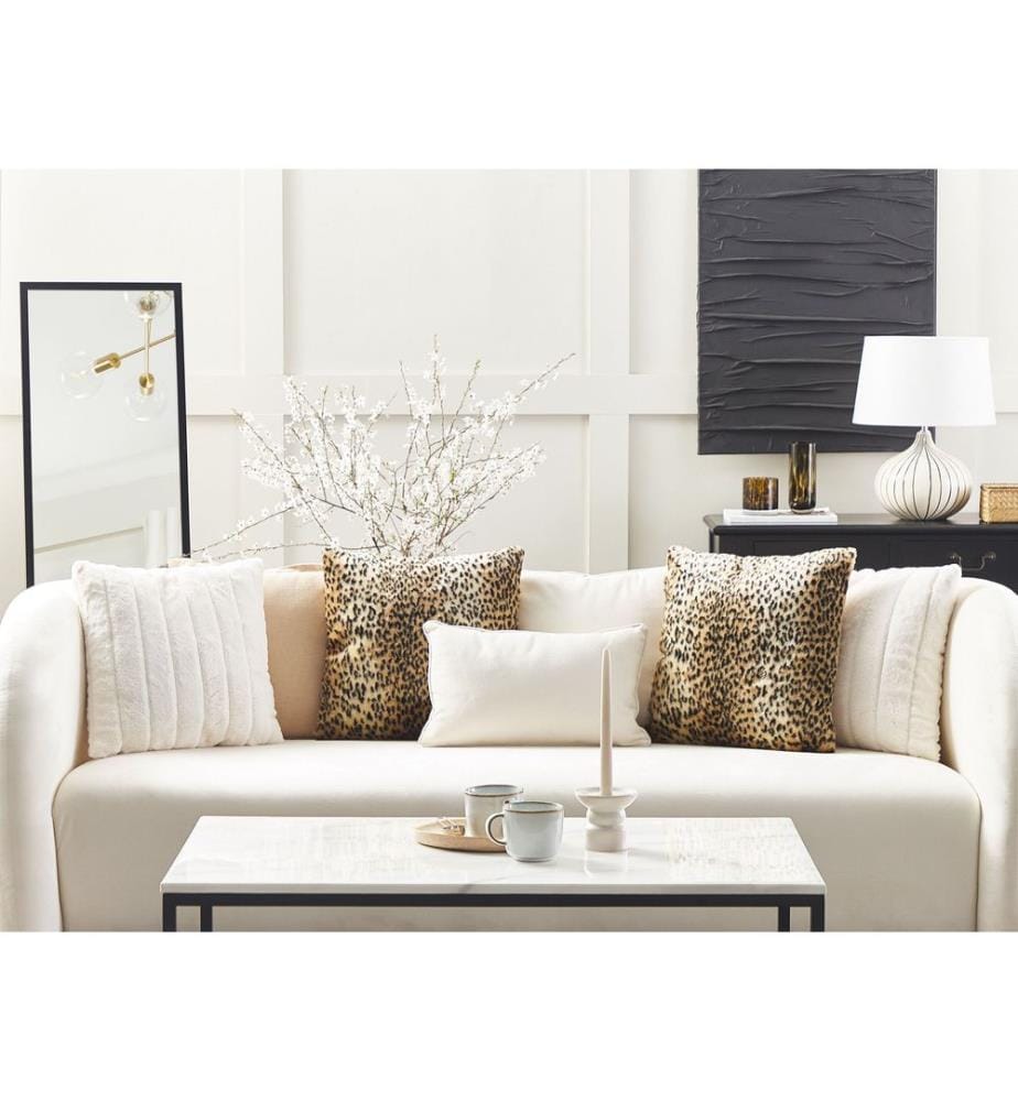 Set di 2 cuscini FOXTAIL Finta pelliccia 45 x 45 cm Marrone Trama animale