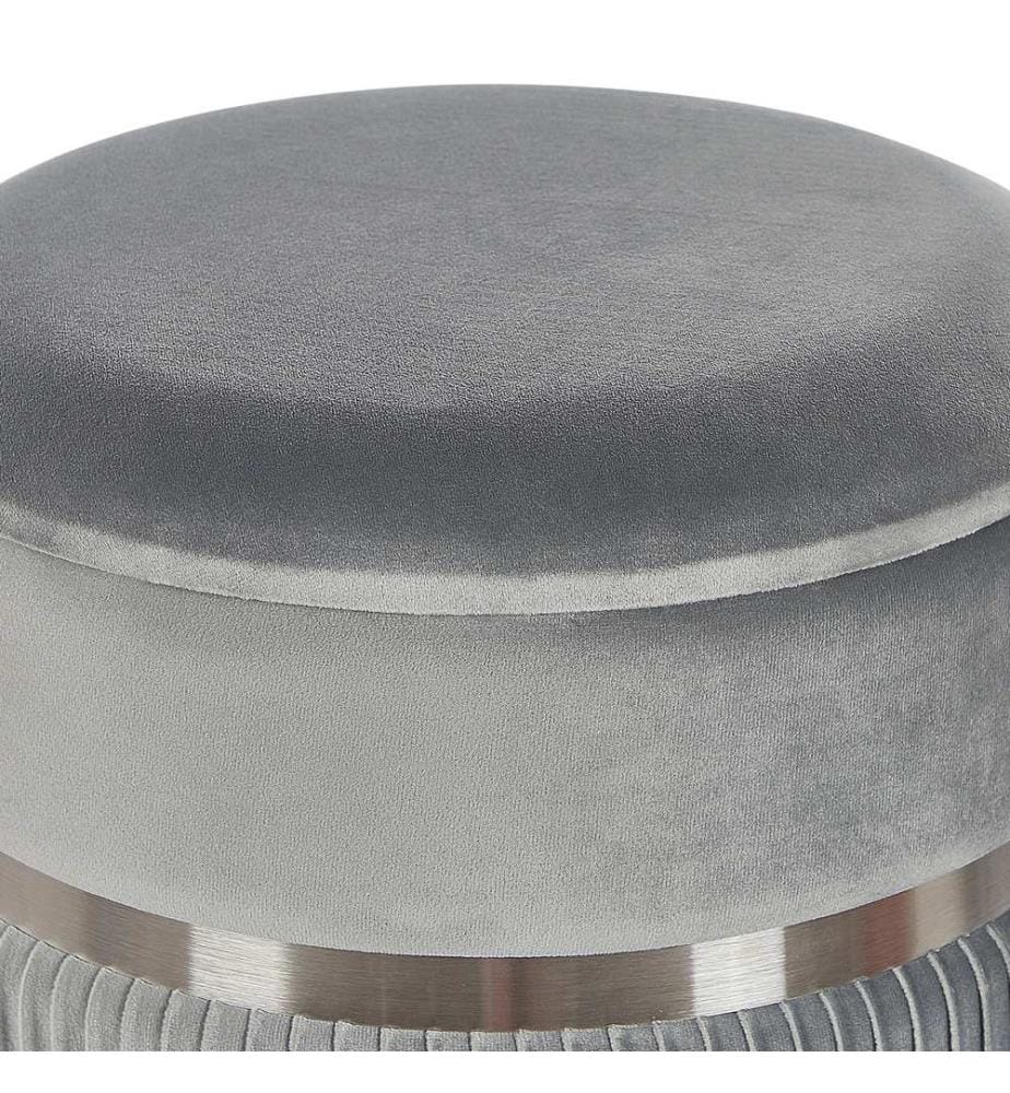 Pouf mit Stauraum 2er Set CAMDENTON Samtstoff Hellgrau