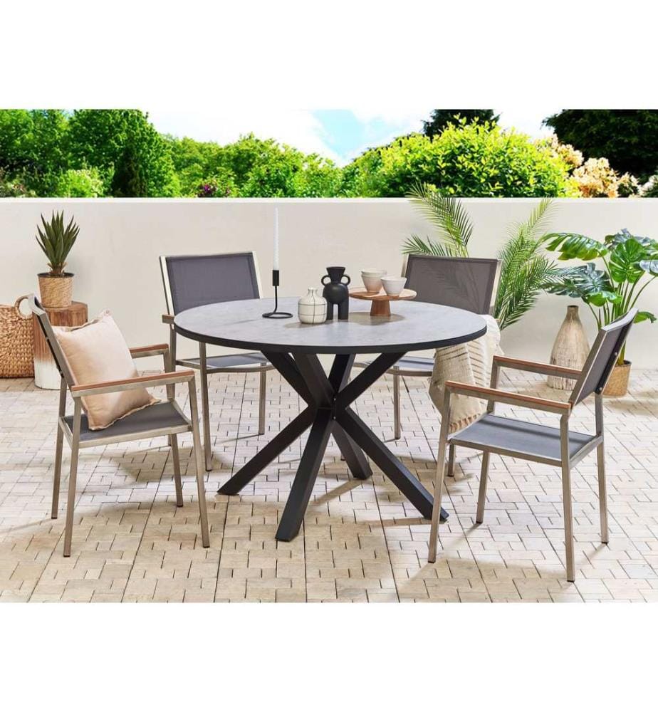 Gartentisch MALETTO 120 cm 120 cm Glas Grau