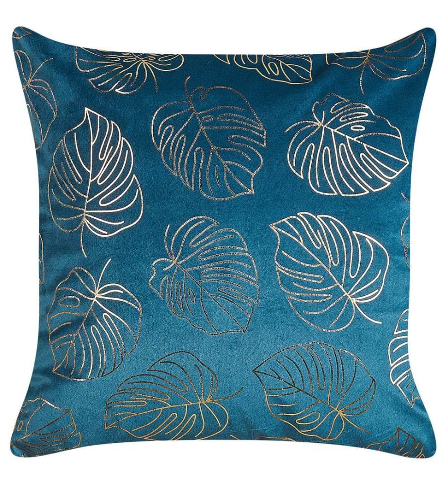 Set di 2 cuscini DELICIOSA Velluto 45 x 45 cm Blu Trama di piante