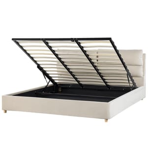 Lit ottoman Velours BATILLY 180 x 200 cm Beige clair