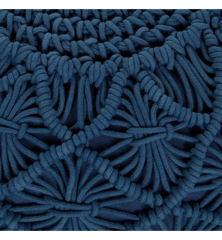Pouf Macramé BERKANE Coton Bleu marine