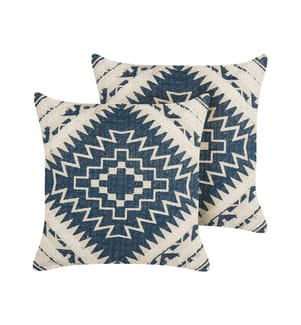 Set di 2 cuscini SAFI Cotone 50 x 50 cm Blu Trama geometrica