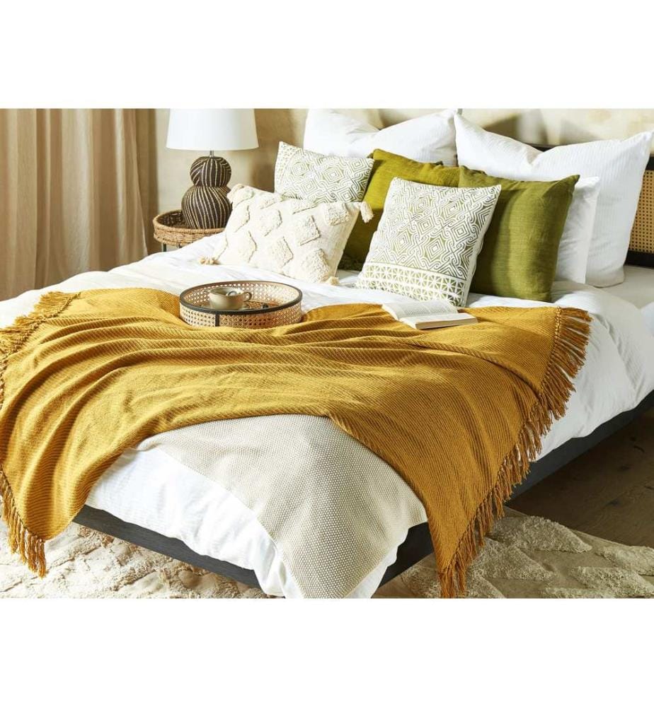 Couverture YARSA Coton 125 x 150 cm Moutarde