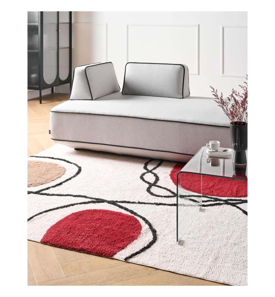 Teppich BOLAT Beige 160 x 230 cm Baumwolle