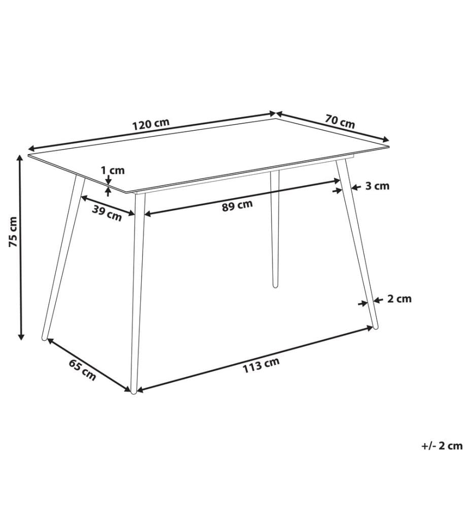 Table de repas MULGA Marbre/doré 120 cm 70 cm Verre de sécurité