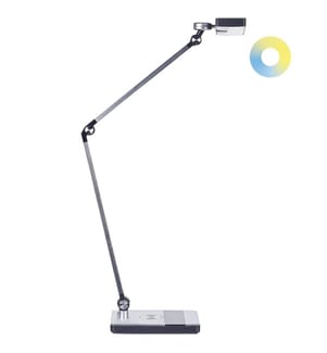 Lampada da scrivania a LED LACERTA con Caricatore wireless Metallo Argento