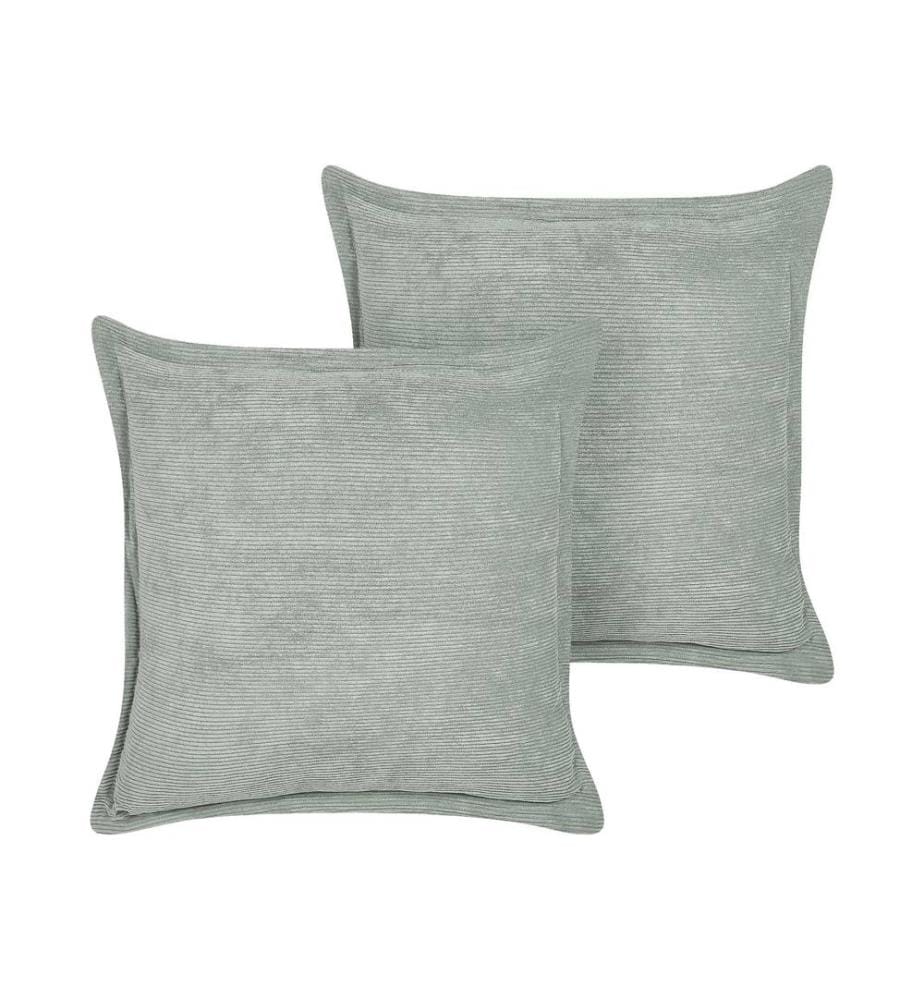 Set di 2 cuscini ZINNIA Velluto a coste 43 x 43 cm Verde chiaro Tinta unita