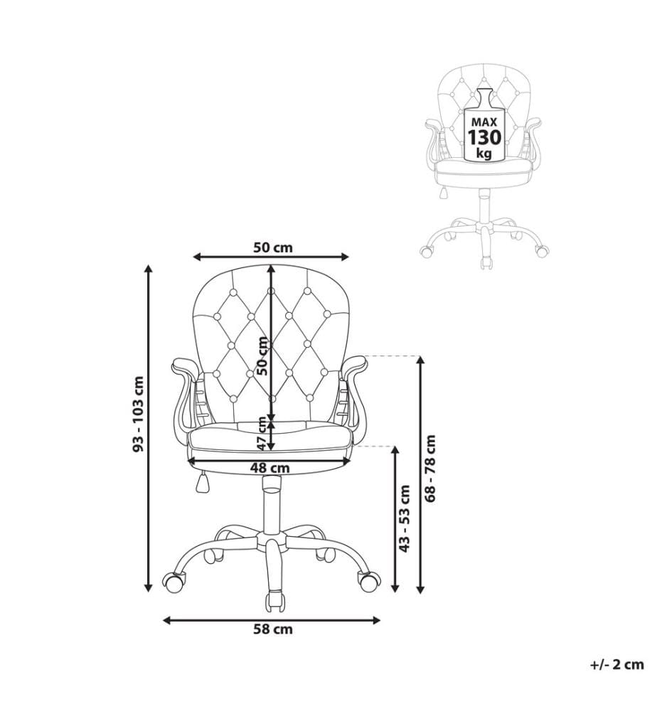 Chaise de bureau PRINCESS Cuir PU Blanc