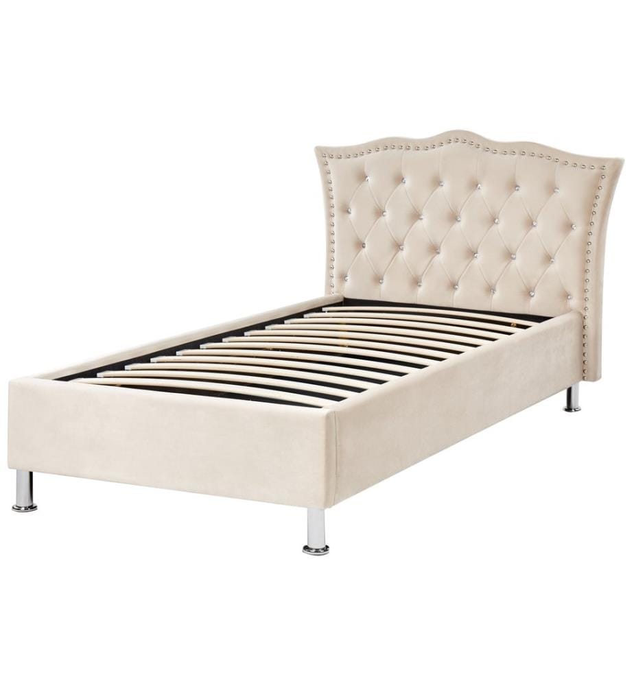 Lit ottoman Velours METZ 90 x 200 cm Beige