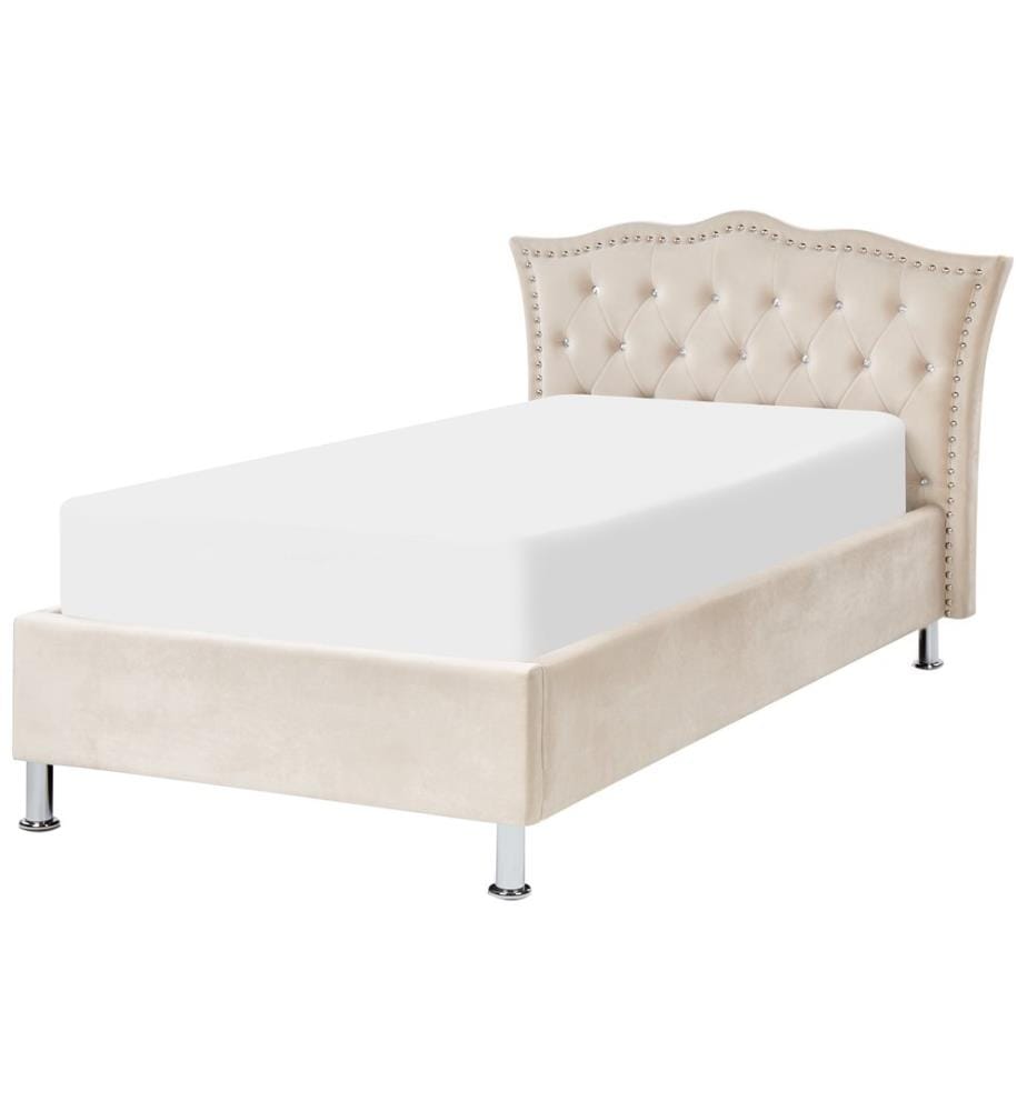 Lit ottoman Velours METZ 90 x 200 cm Beige