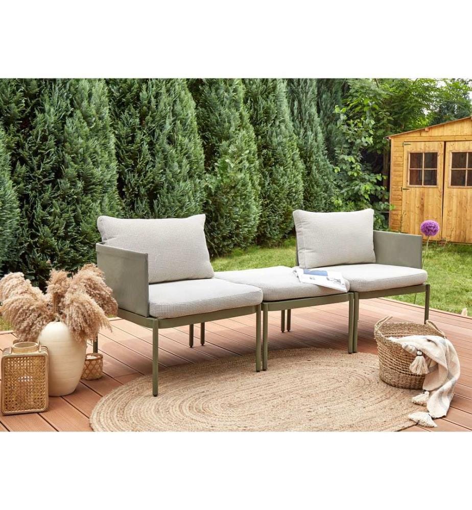 Lounge Set mit Tisch 2-Sitzer TERRACINA Metall Olivgrün