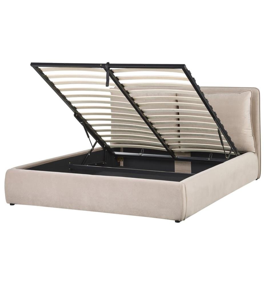 Lit ottoman Velours BAJONNA 160 x 200 cm Beige