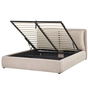 Lit ottoman Velours BAJONNA 160 x 200 cm Beige
