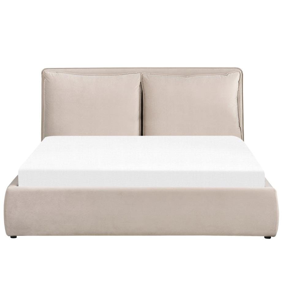 Lit ottoman Velours BAJONNA 160 x 200 cm Beige