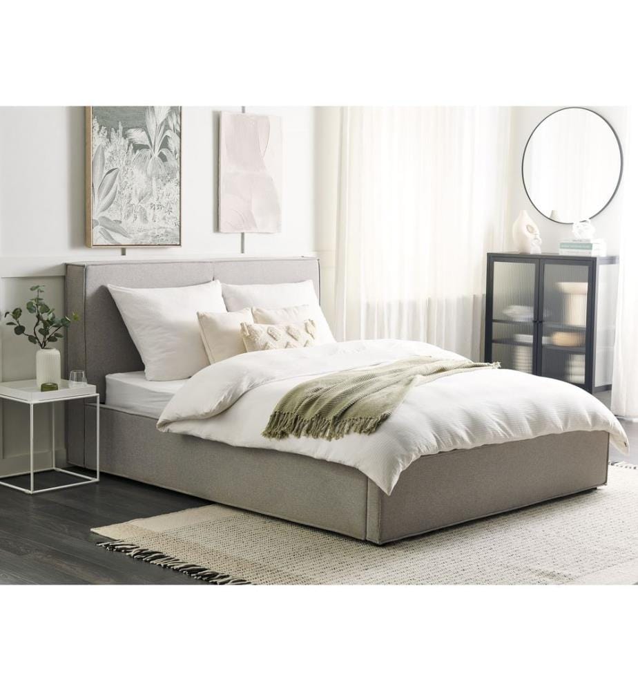 Lit ottoman Tissu MOISSAC 160 x 200 cm Gris clair