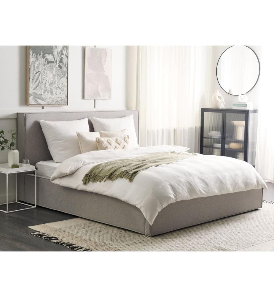 Lit ottoman Tissu MOISSAC 180 x 200 cm Gris clair