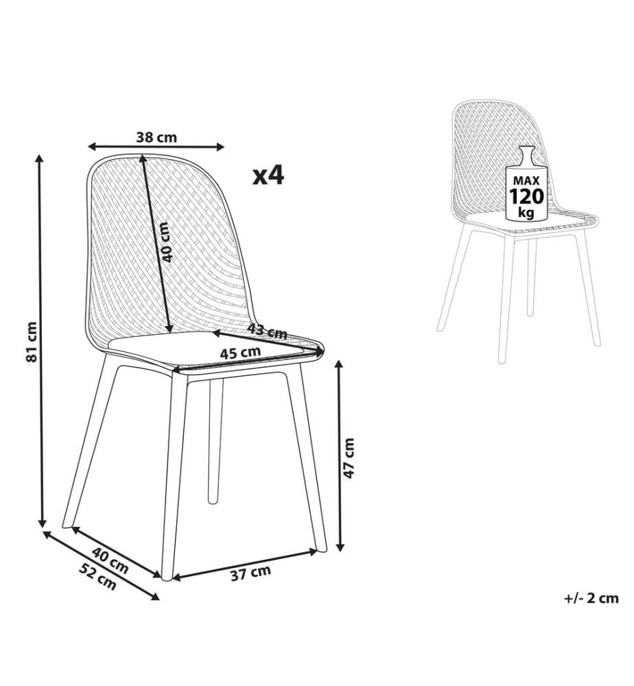 Lot de 4 chaises de salle à manger EMORY Blanc