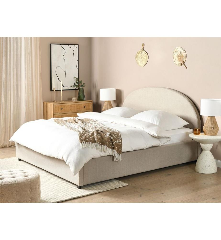 Lit ottoman Tissu VAUCLUSE 180 x 200 cm Beige sable