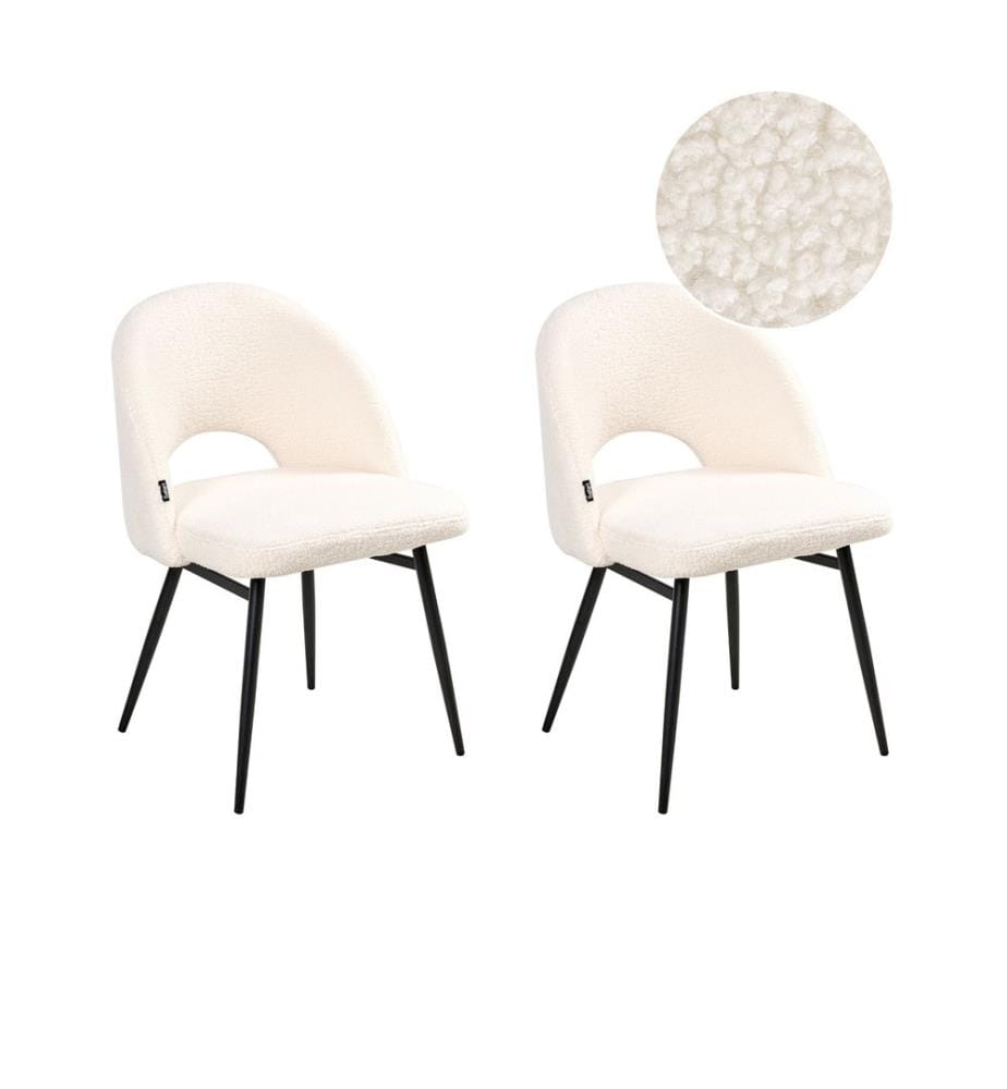 Esszimmerstuhl 2er Set ONAGA Bouclé Weiss