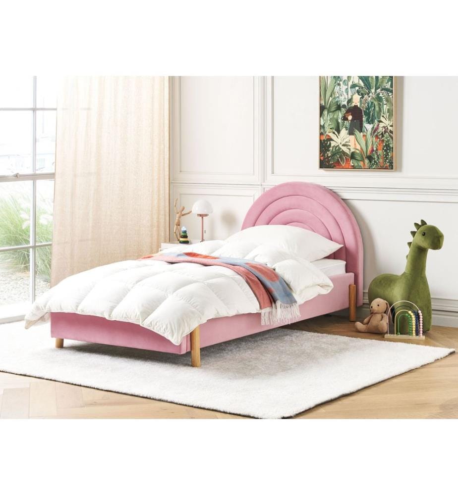 Lit d'enfant Velours ANET 90 x 200 cm Rose