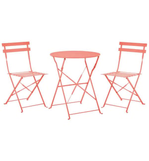 Set bistrot Pieghevole FIORI Metallo Corallo