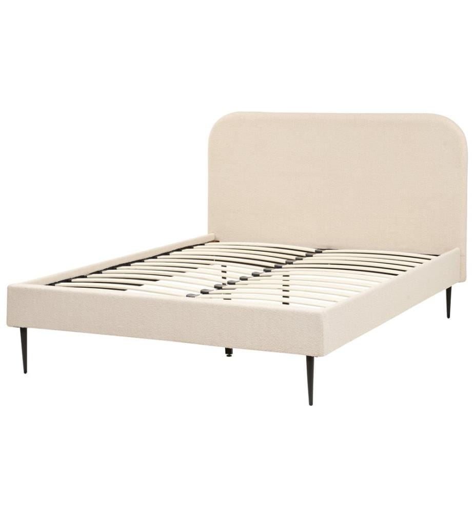 Lit avec sommier Bouclé FLAYAT 140 x 200 cm Beige clair