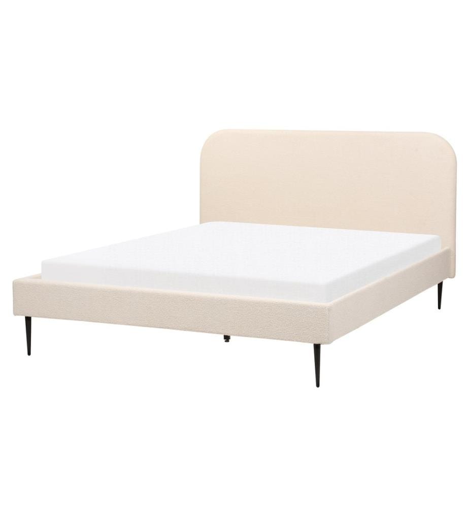 Lit avec sommier Bouclé FLAYAT 160 x 200 cm Beige clair