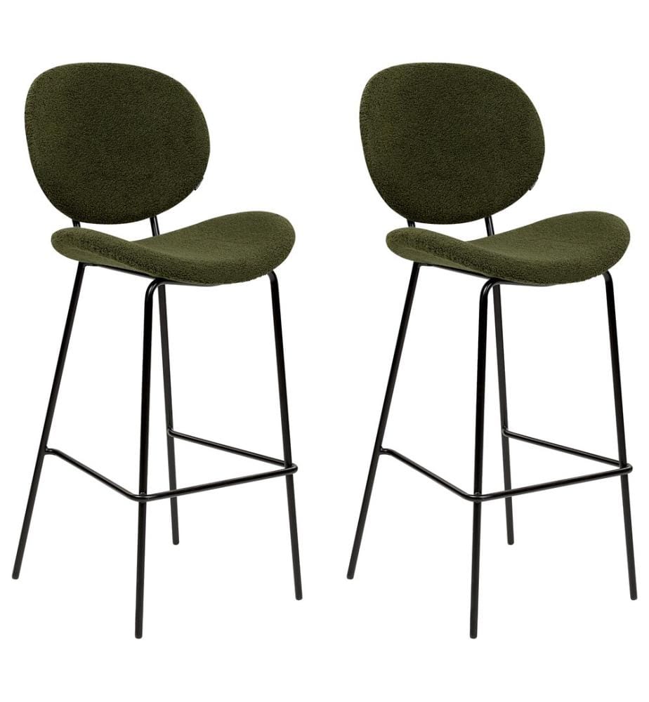 Set mit 2 Barstühlen LUANA Bouclé Dunkelgrün