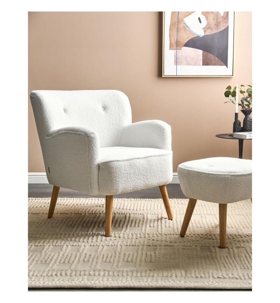 Fauteuil TUMBA Bouclé Blanc