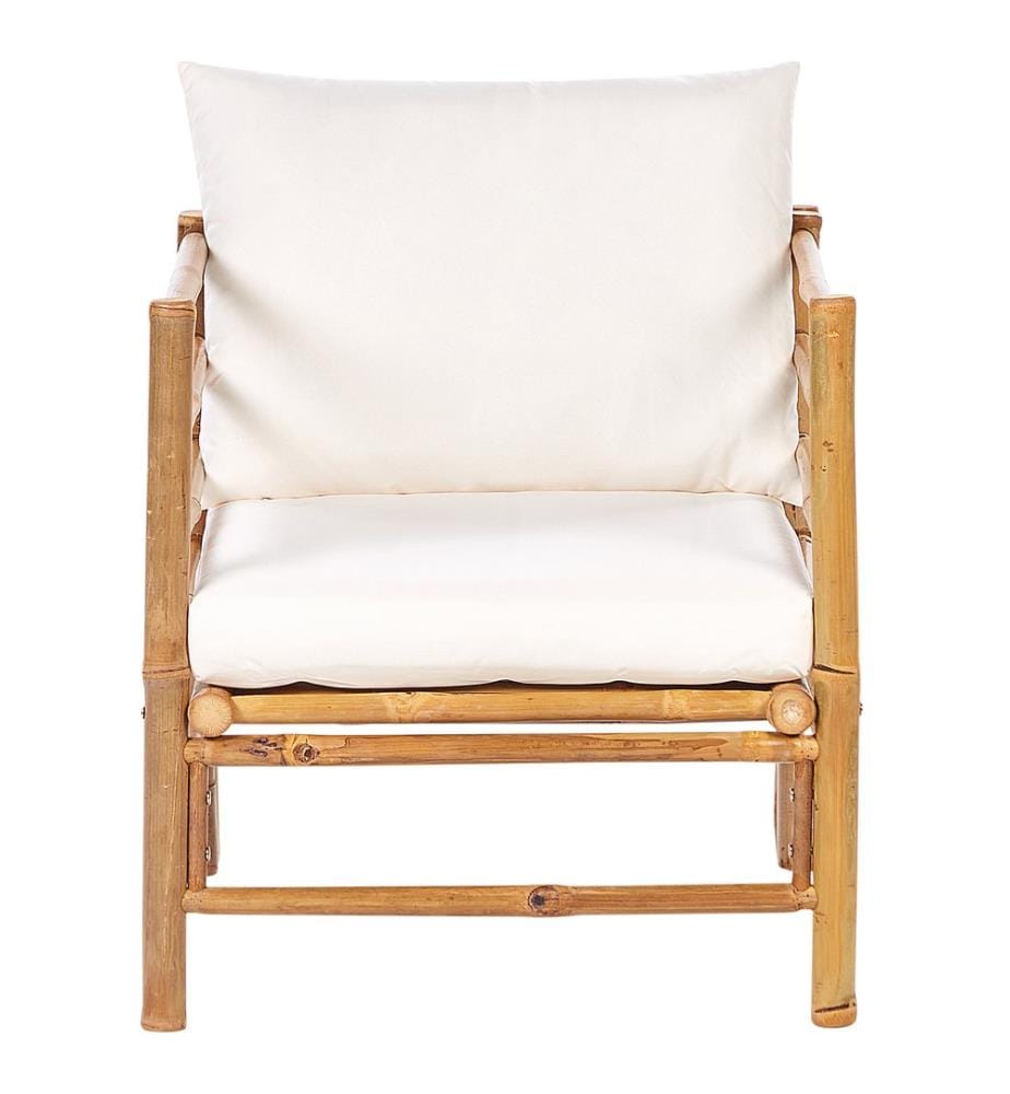 Lounge Set mit Tisch 6-Sitzer CERRETO linksseitig Bambusholz Cremeweiss