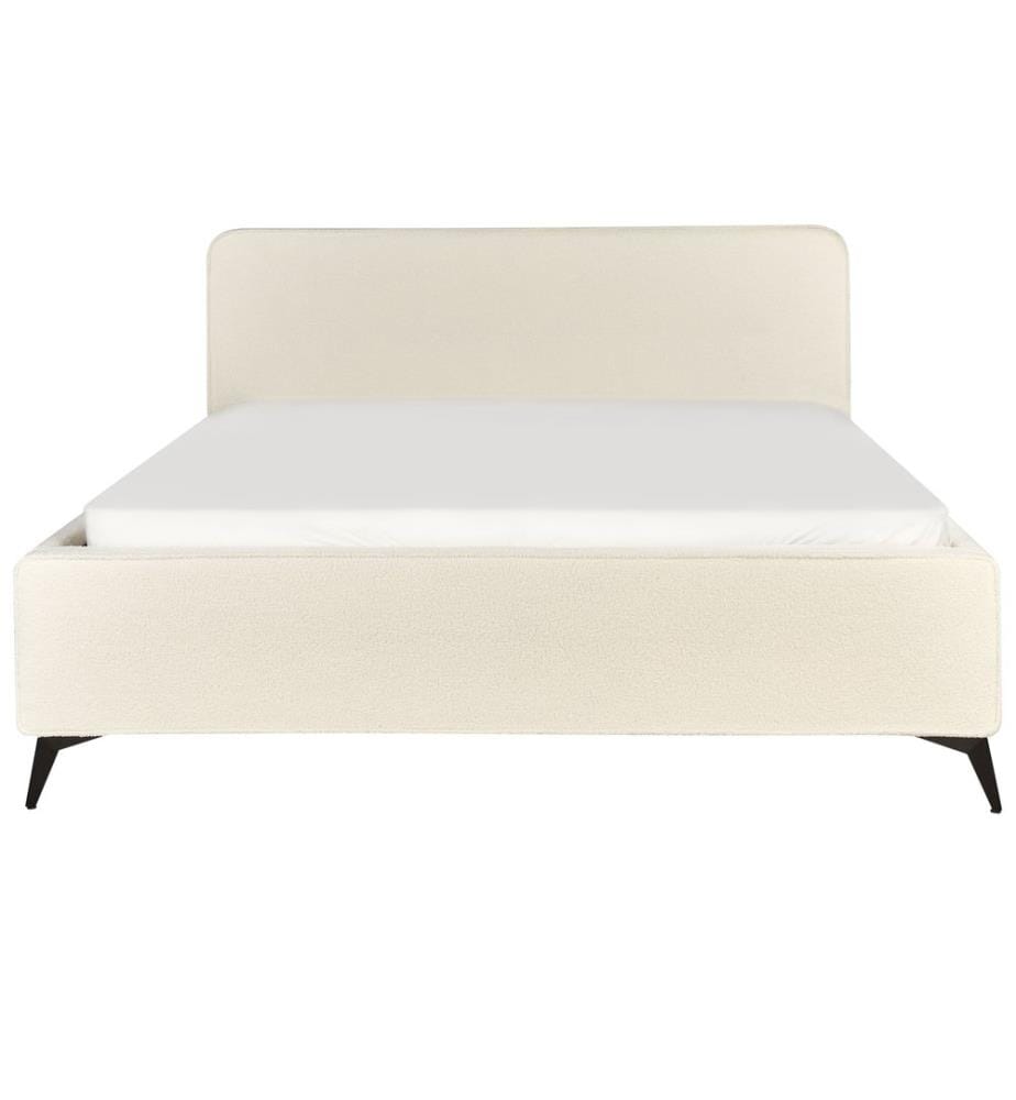 Lit avec sommier Bouclé VALOGNES 180 x 200 cm Blanc cassé