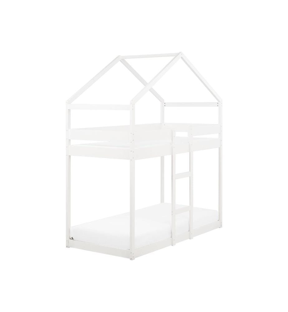 Lit superposé Maison Bois de pin LABATUT 90 x 200 cm Blanc