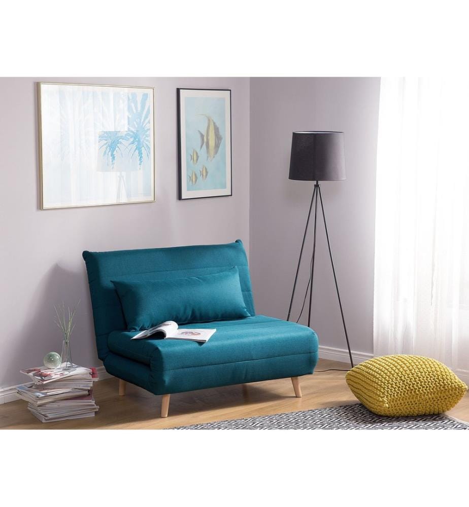1-Sitzer Schlafsofa SETTEN Stoff Seeblau
