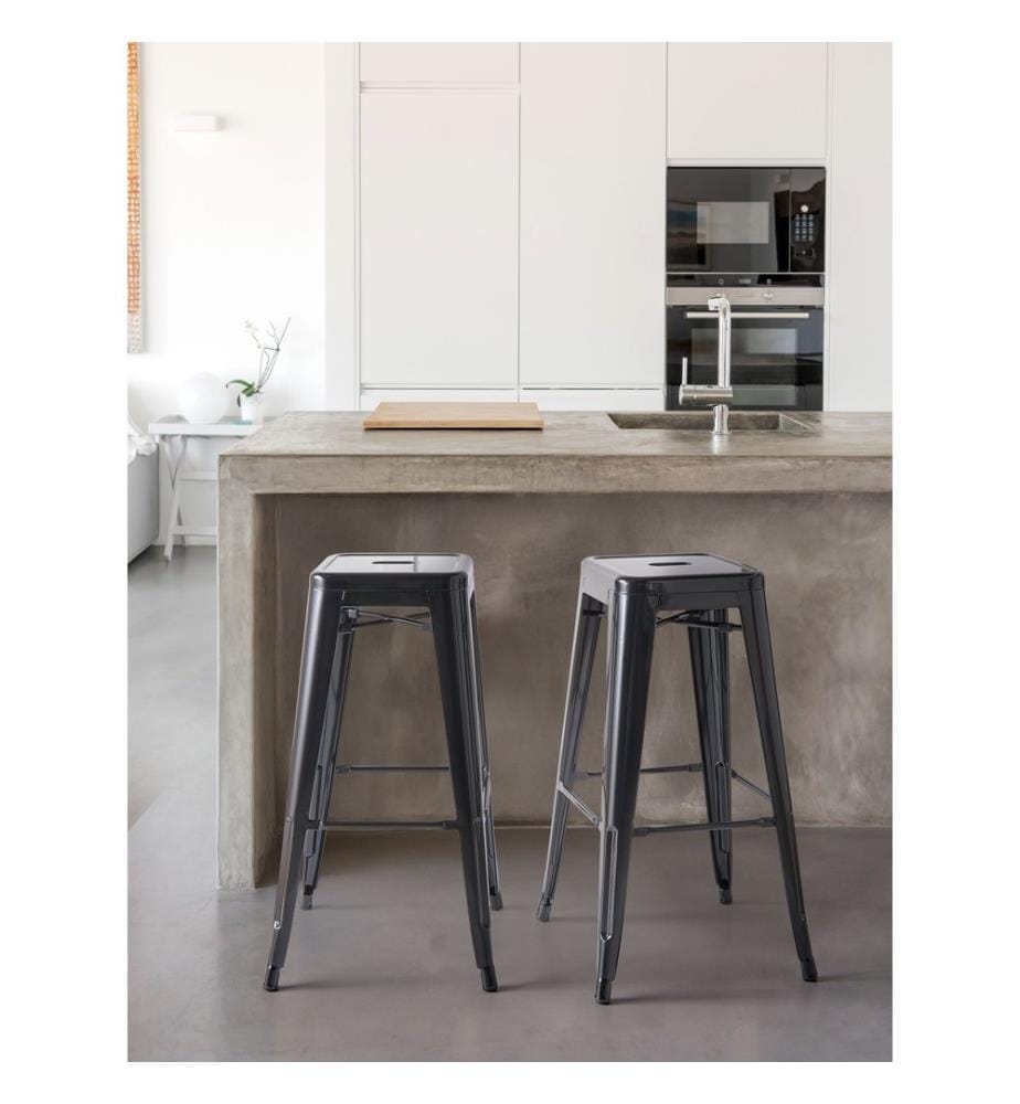 Lot de 2 tabourets de bar CABRILLO Métal Noir
