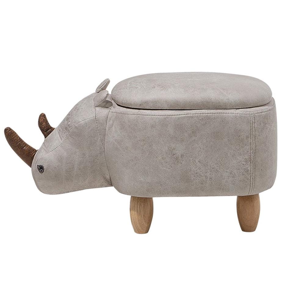Tierhocker mit Stauraum RHINO Kunstleder Hellgrau