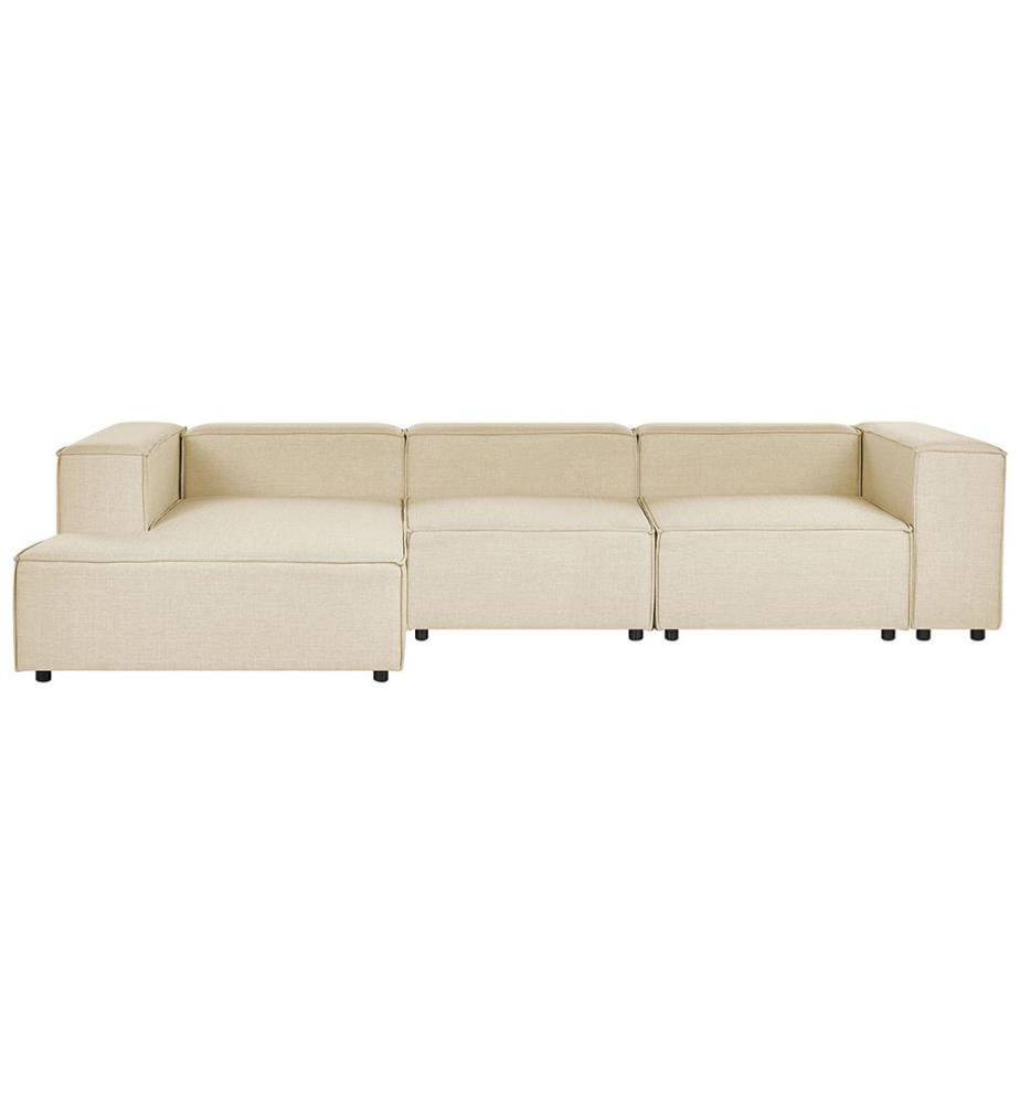Modul Ecksofa 3-Sitzer APRICA Kunstleinen Beige rechtsseitig