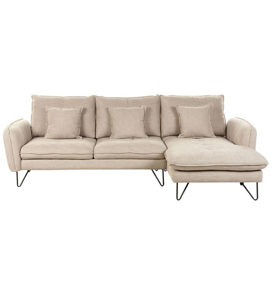 Corner Sofa 3 Seater SERSAN Chenille White Left Hand
