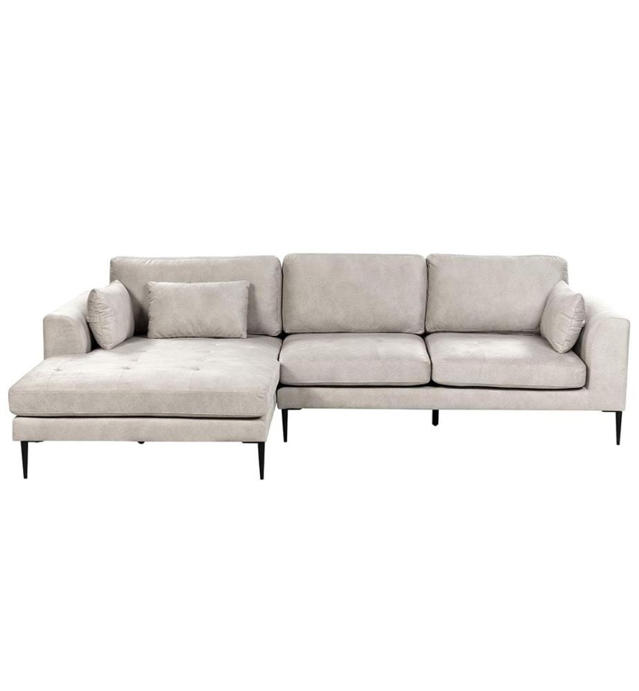 Ecksofa 3-Sitzer FLAM Samtstoff Grau rechtsseitig