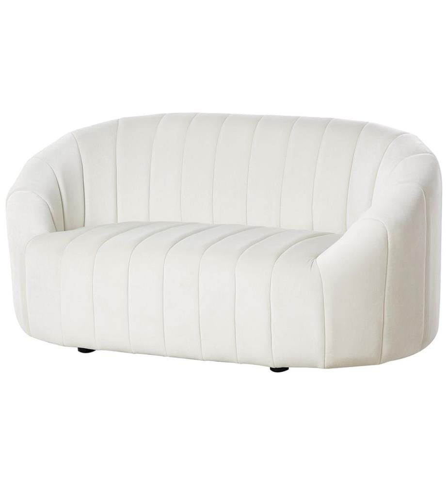 Sofa 2-Sitzer MALUNG Samtstoff Cremeweiss