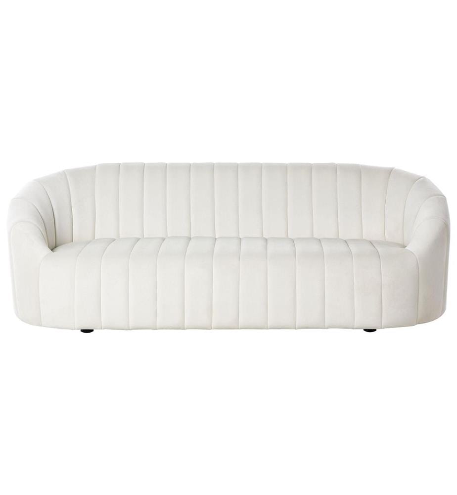 Sofa 3-Sitzer MALUNG Samtstoff Cremeweiss