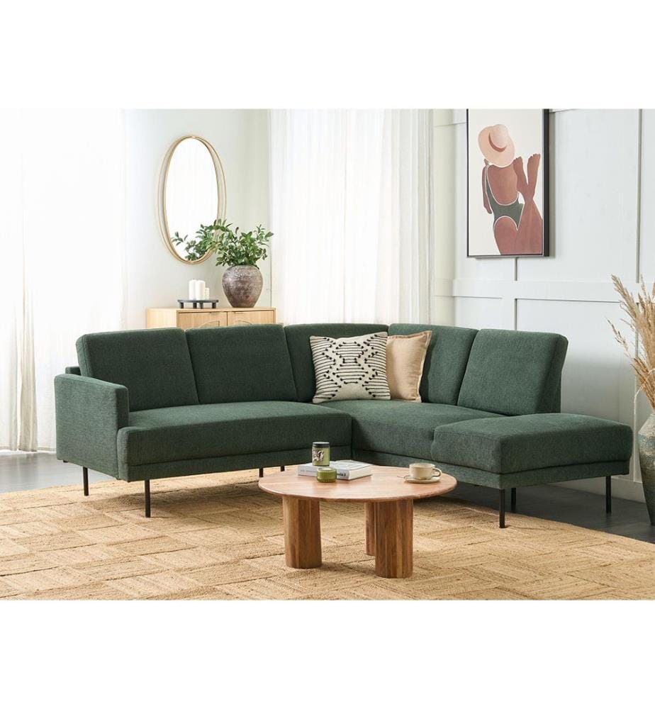 Canapé d'angle 4 places BREDA Tissu Vert foncé Côté gauche