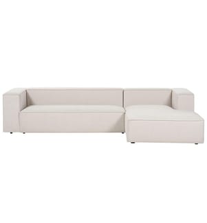 Canapé d'angle 3 places VERNON Tissu Beige clair Côté gauche