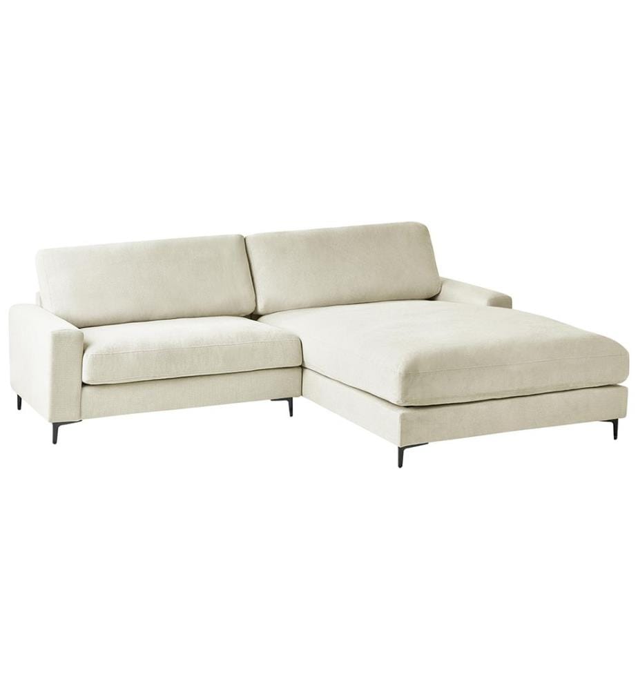 Canapé d'angle 3 places MALOY Tissu chenille Blanc cassé Côté gauche
