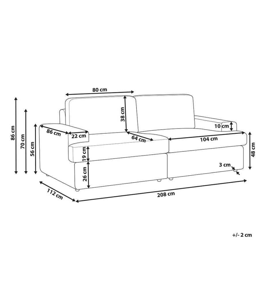 Sofa 3 Seater ALLA Fabric Light Grey