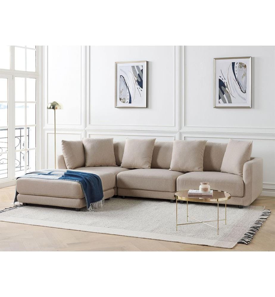 Divano 3 posti SIGTUNA Tessuto Beige con ottomana