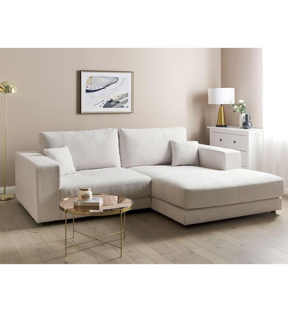 Ecksofa 3-Sitzer LOFOTEN Stoff Cremeweiss linksseitig