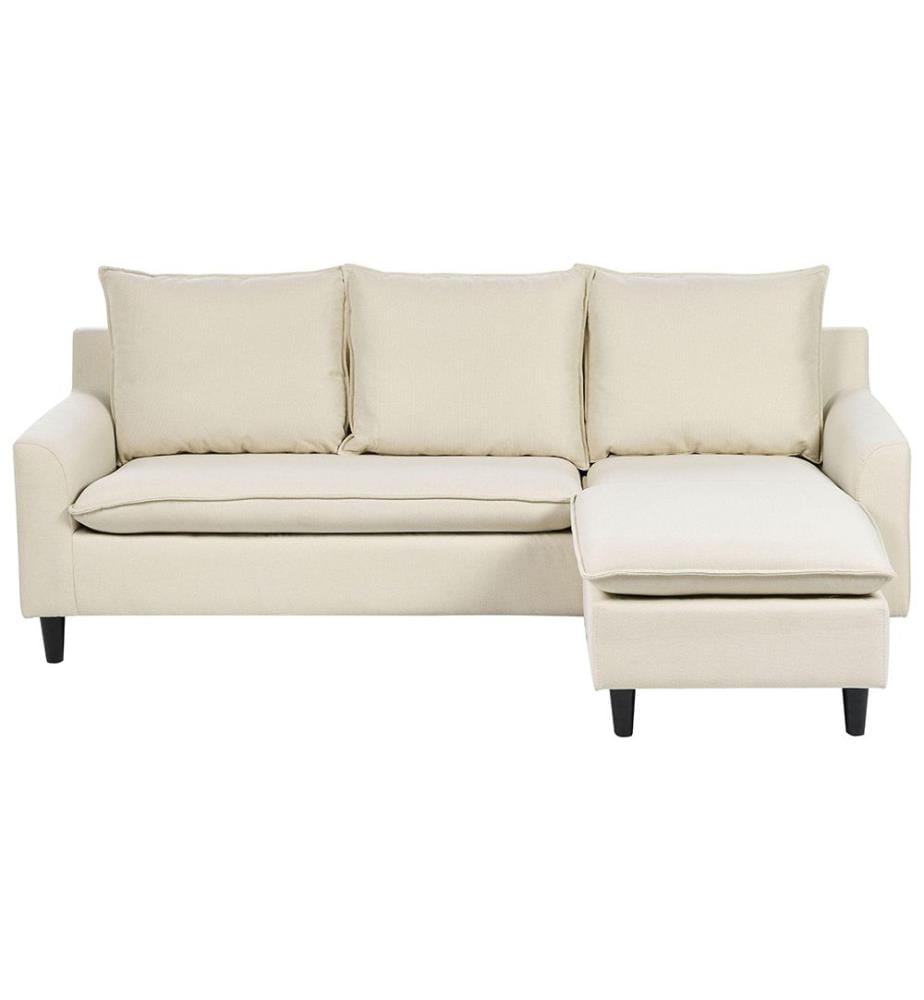 Canapé d'angle 3 places ELVENES Tissu Beige clair Côté gauche